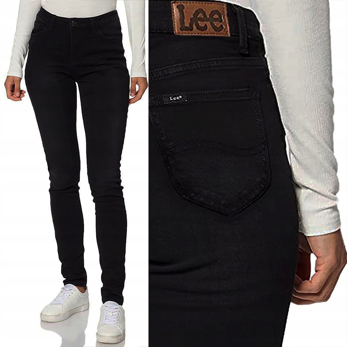 Lee LEGENDARY SKINNY Ultra Lux Comfort Black WYSOKIE CZARNE RURKI W27 L31