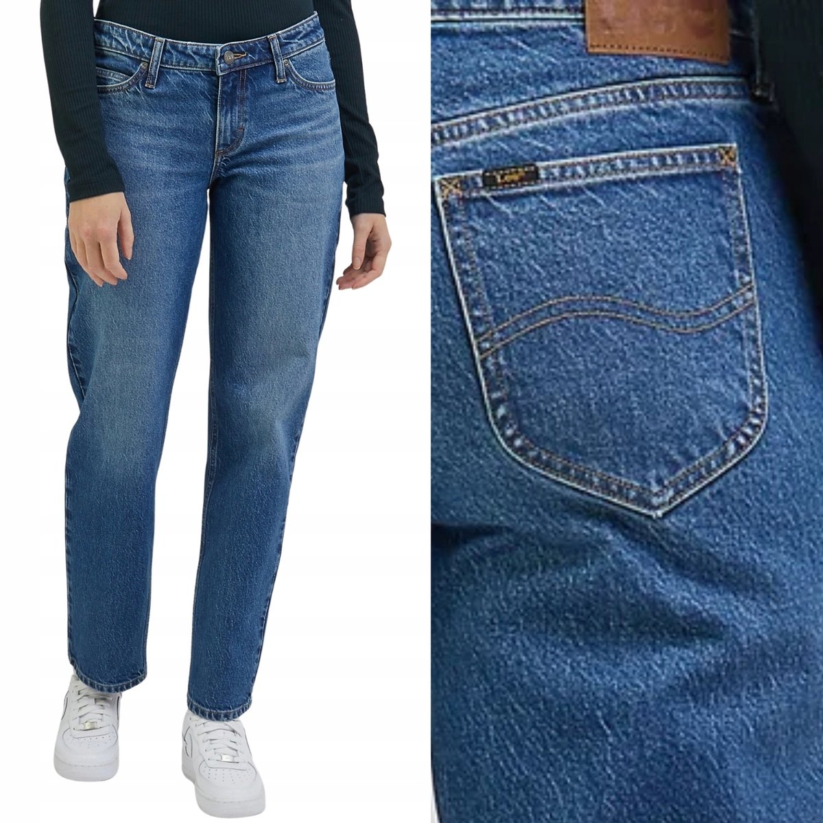 Lee JANE REGULAR STRAIGHT Tidal Crash MOM JEANS BLUE DżINS W28 L33