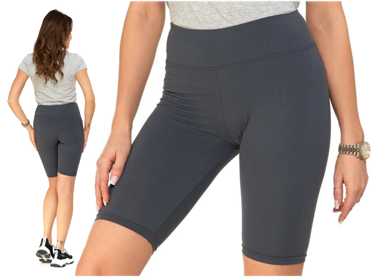 Kolarki Krótkie Legginsy Wysoki Stan Kryjące Gładkie Wygodne MORAJ L/XL