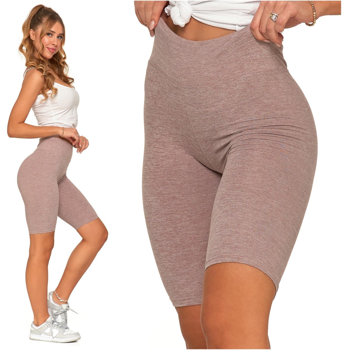 KOLARKI Krótkie Legginsy Wysoki Stan Kryjące Wygodne Gładkie MORAJ L/XL