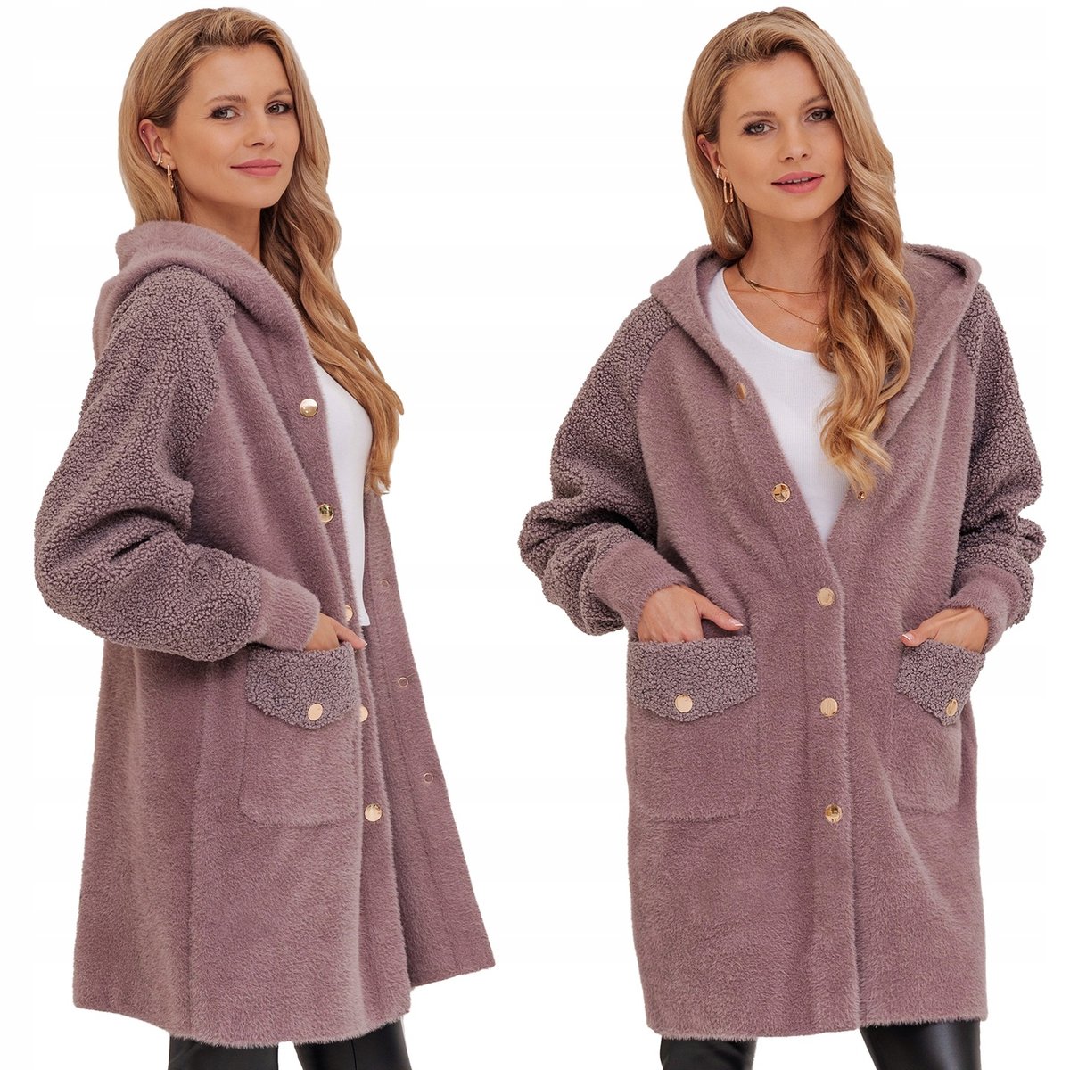 CIEPŁA ALPAKA Z BARANKIEM PŁASZCZ Z WEŁNĄ CIEPŁY MIĘKKI PRZEJŚCIOWY ALPAKI