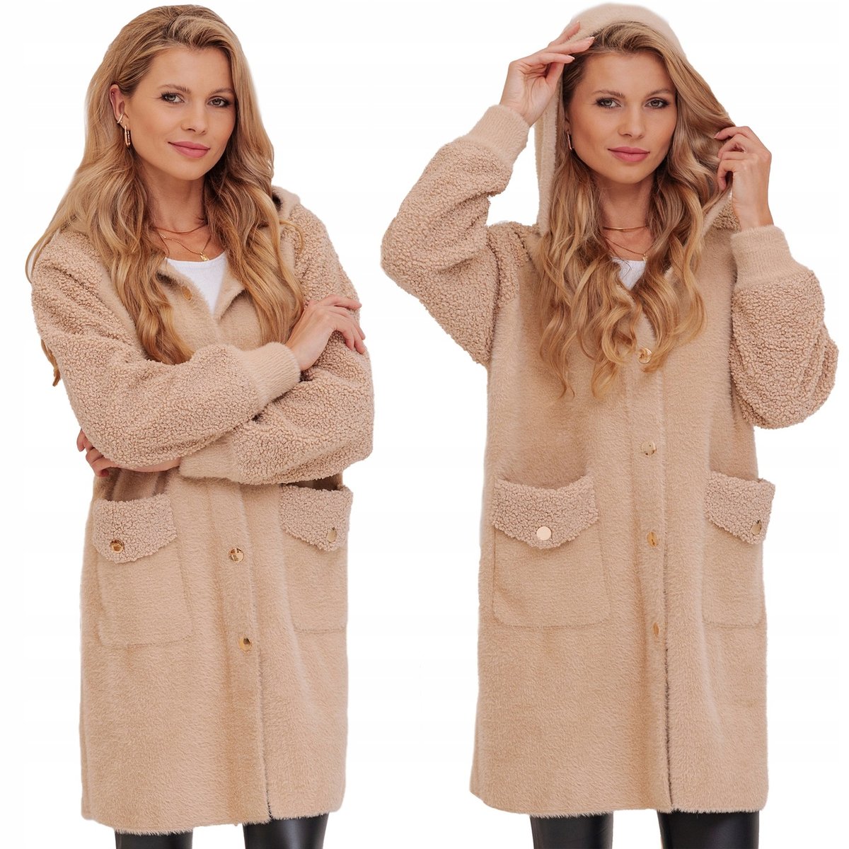 CIEPŁA ALPAKA Z BARANKIEM PŁASZCZ Z WEŁNĄ CIEPŁY MIĘKKI PRZEJŚCIOWY ALPAKI