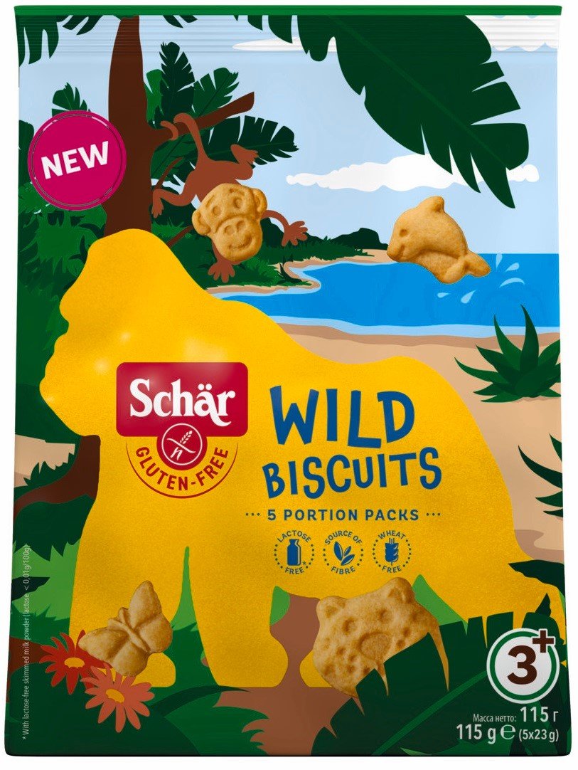 Wild Biscuits - herbatniki bezglutenowe dla dzieci Schar (5x23g) 115 g