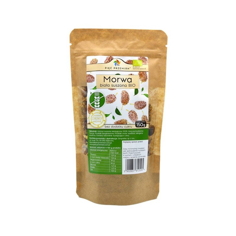 PIĘĆ PRZEMIAN Morwa biała owoc suszony BIO bezglutenowa 150g