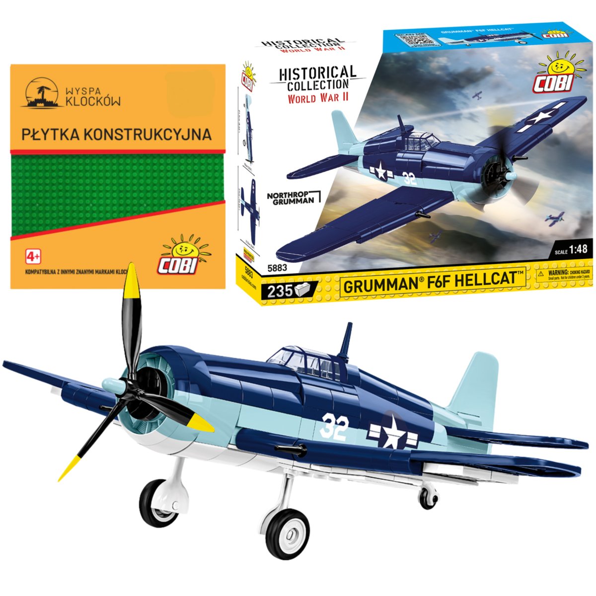 Cobi 5883 Samolot myśliwski Grumman F6F Hellcat HC WW2 235 El. + PŁYTKA