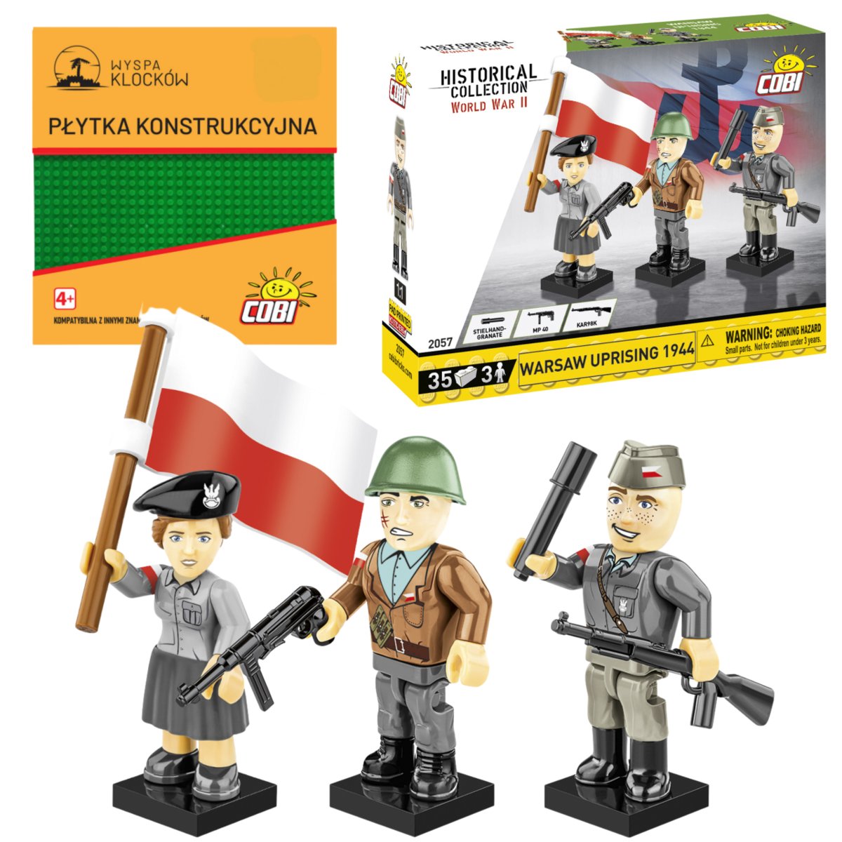 Cobi 2057 FIGURKI Powstańcy Warszawcy z 1944 roku HC WW2  35 EL. + PŁYTKA
