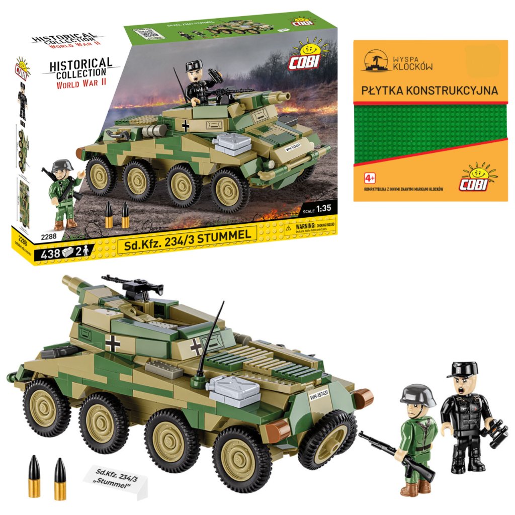 KLOCKI COBI 2288 SD.KFZ. 234/3 STUMMEL CZOŁG SAMOCHÓD OPANCERZONY