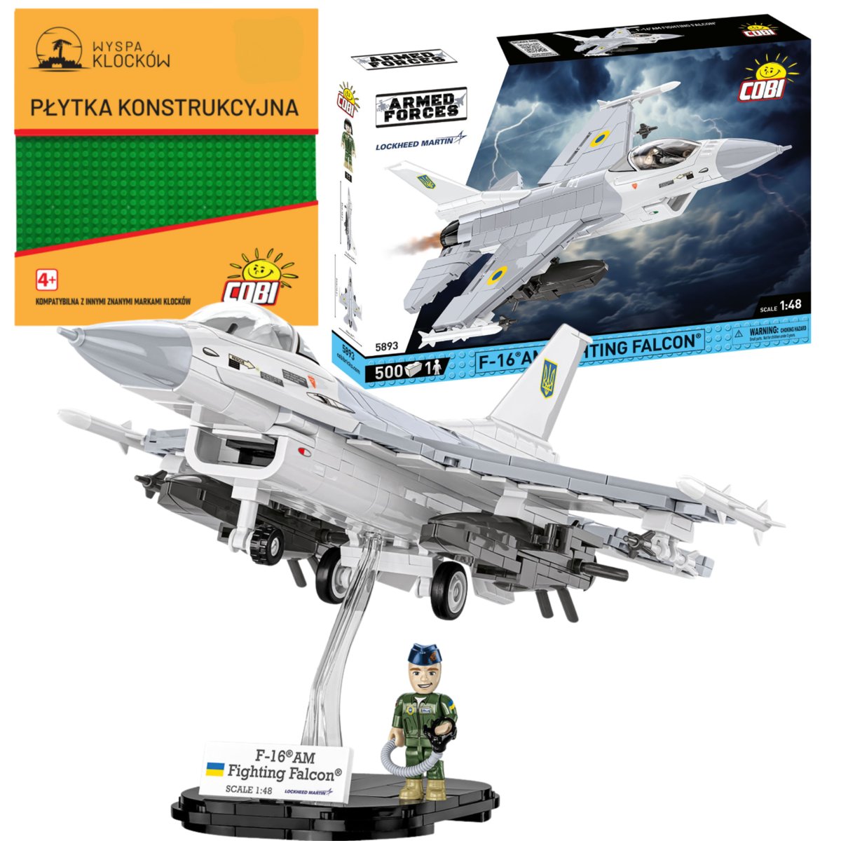Cobi 5893 Samolot F-16AM Fighting Falcon ARMED FORCES 500 El. + PŁYTKA