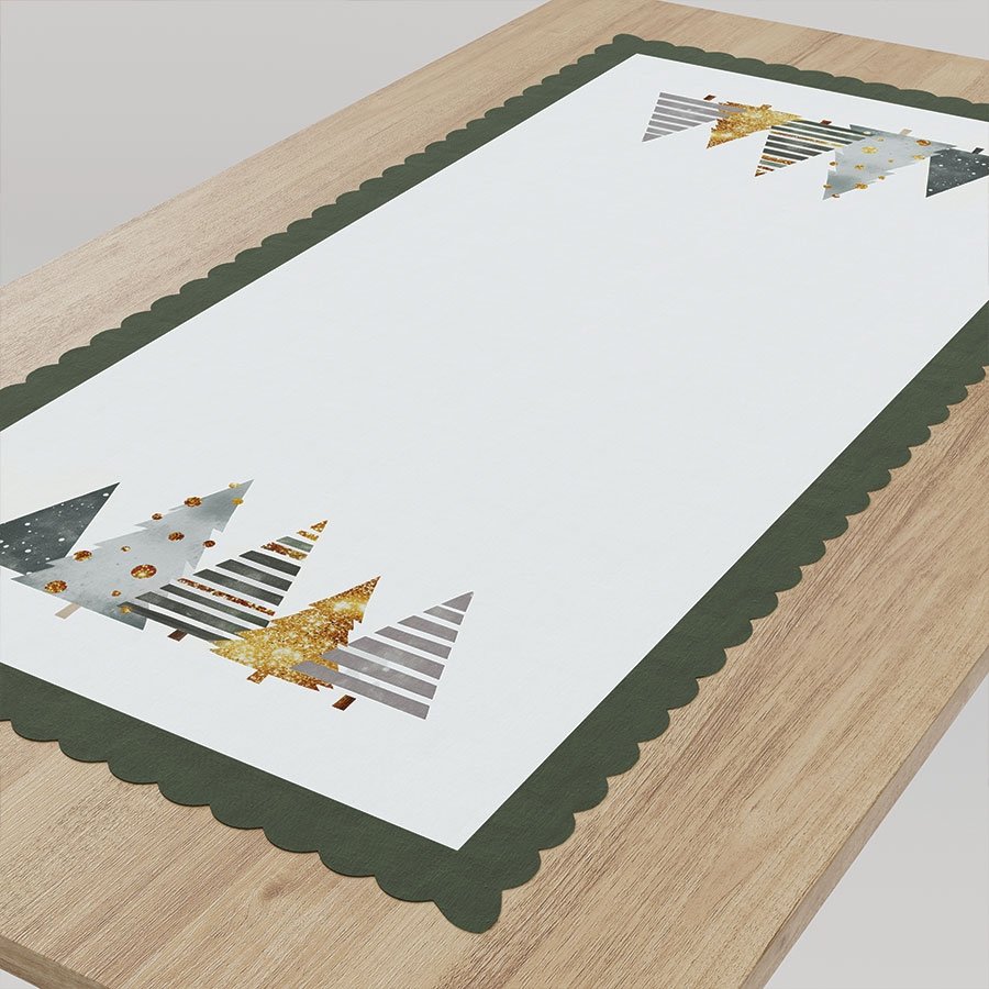 Bieżnik 50x100 cm, tkanina wodoodporna, świąteczny nadruk, Pastelowe choinki