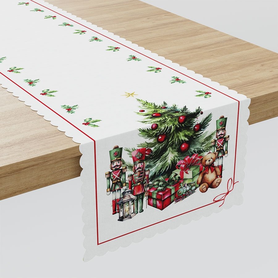Bieżnik 38x180 cm, tkanina wodoodporna, nadruk świąteczny, Świąteczne prezenty