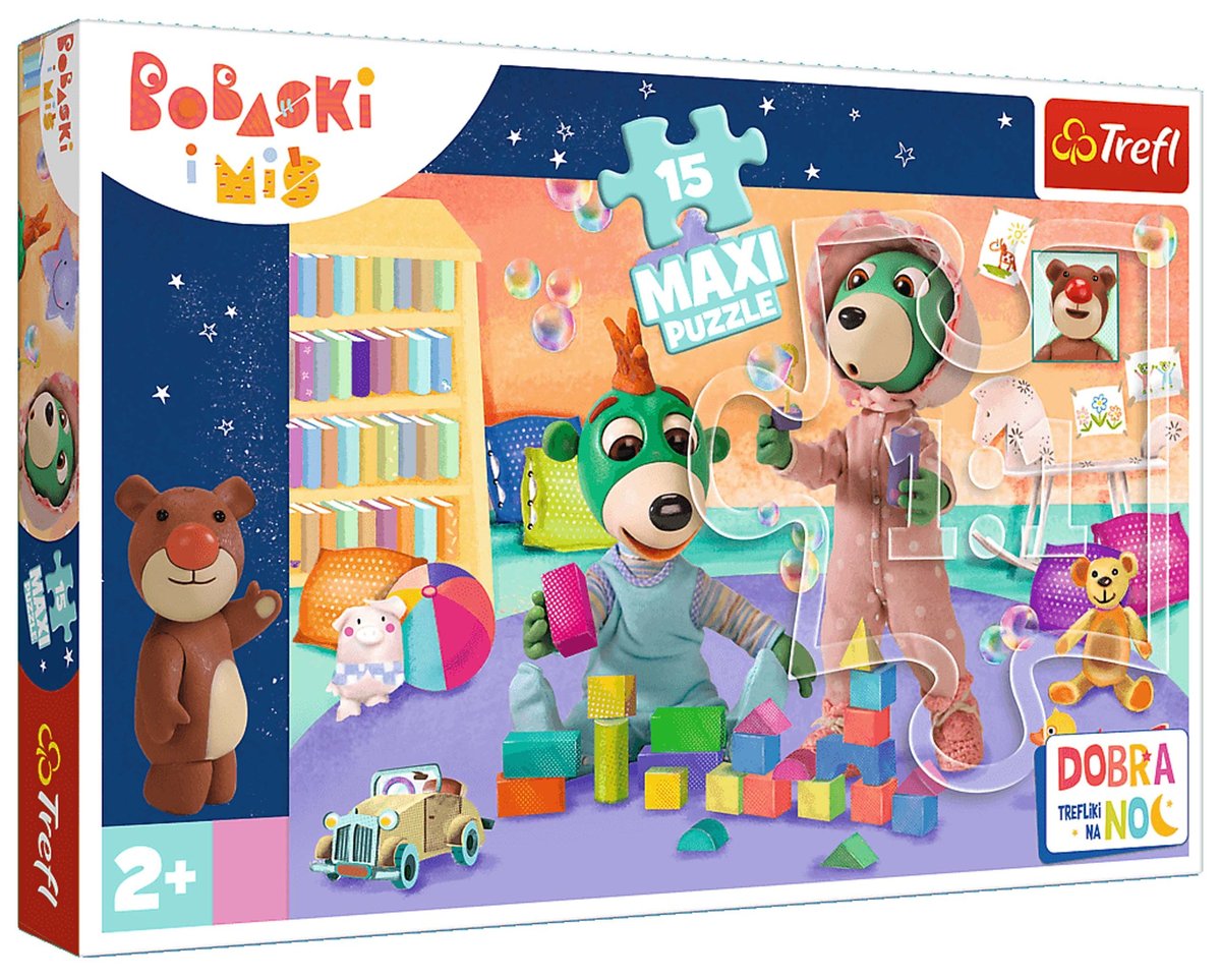 Puzzle 15 Maxi Wesoły świat Bobasków - Dobranoc, Trefliki na noc 2+ TREFL