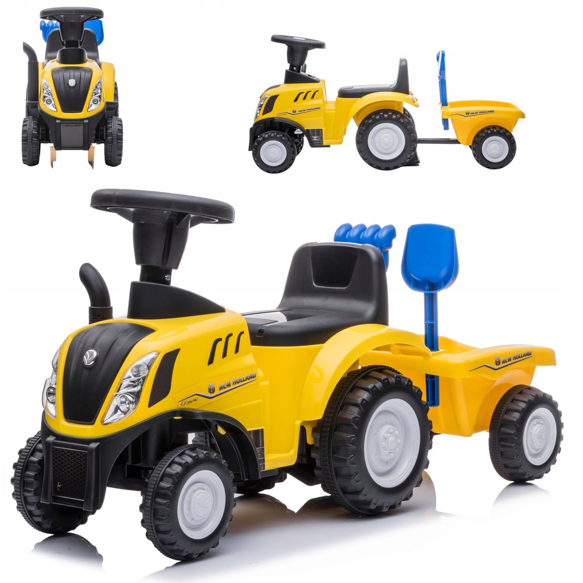 TRAKTOR JEŹDZIK NEW HOLLAND Z PRZYCZEPĄ KLAKSON MELODIE PREZENT ROCZEK | XL
