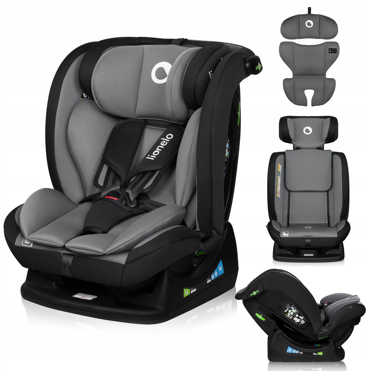 Lionelo Fotelik Samochodowy  Izzy I-Size  40-150 Cm 0-36 Kg Black Grey