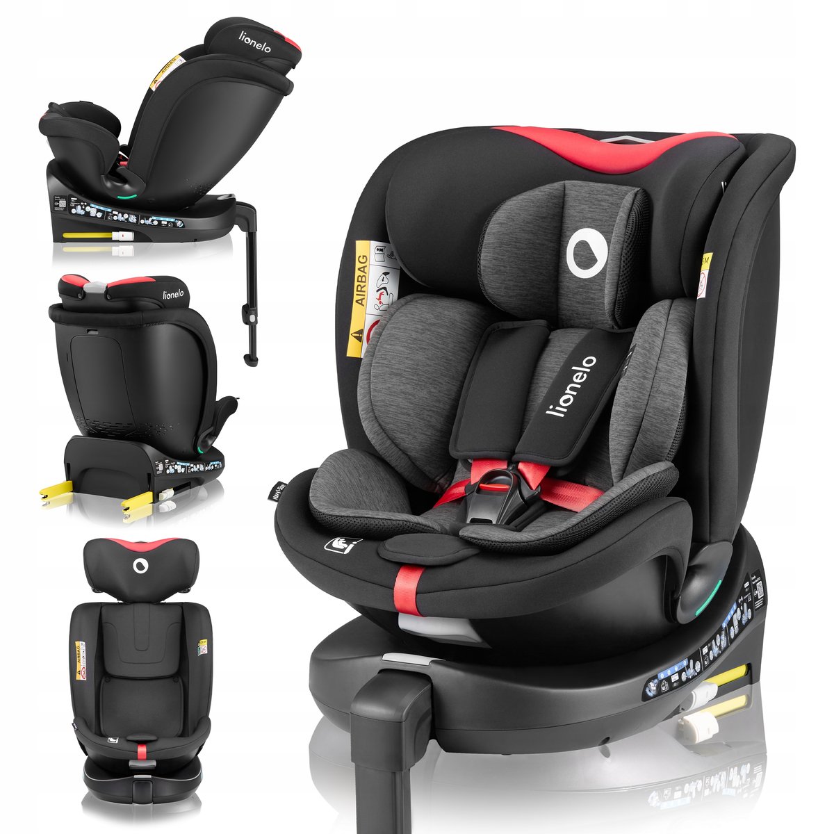 Lionelo Fotelik Samochodowy  Navy I-Size  40-150 Cm (0-36 Kg) Black Red