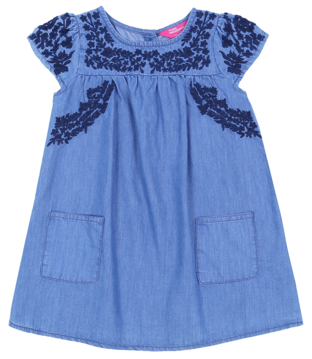 Jeansowa sukienka w kwiatki 4-5 lat 110 cm