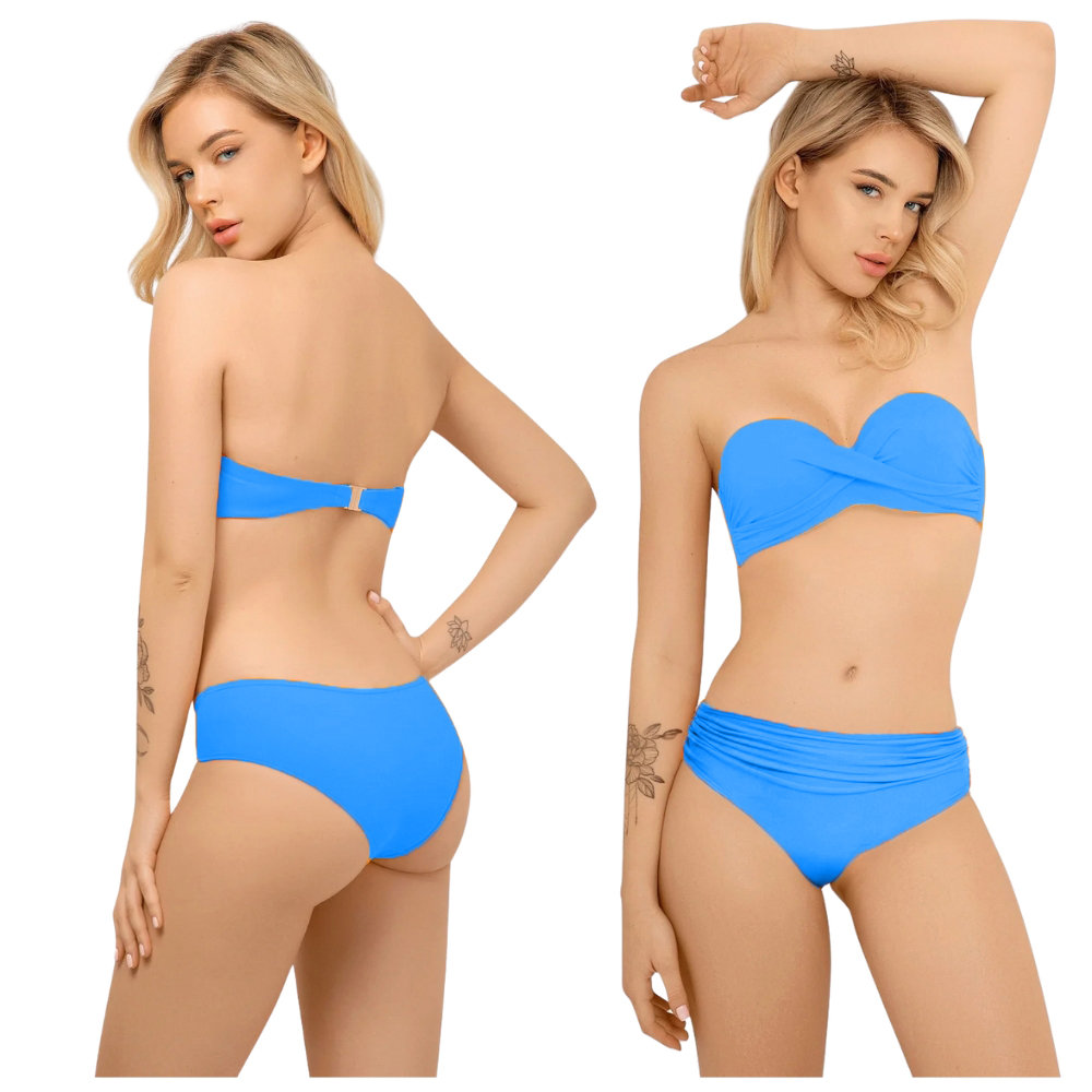 STRÓJ KĄPIELOWY BIKINI KOSTIUM ZESTAW DWUCZĘŚCIOWY KOMPLET BEZ RAMIĄCZEK S
