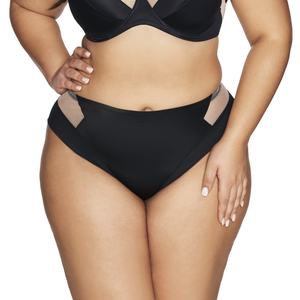 Brazyliany damskie tiulowymi wstawkami AV 2136 czarne  S