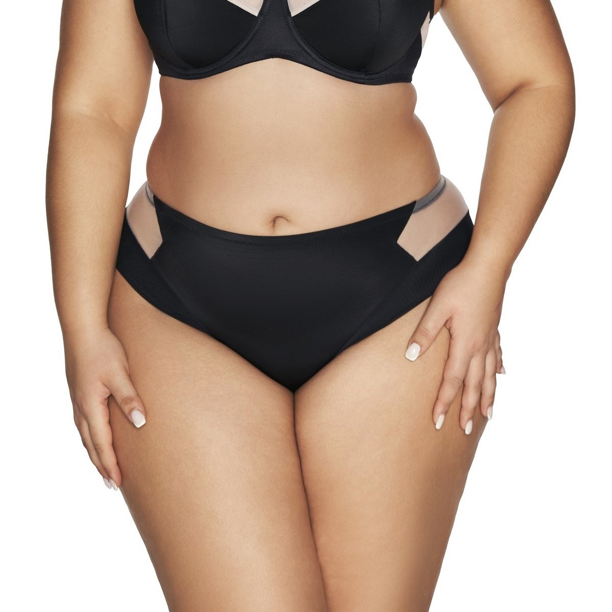 Brazyliany damskie z tiulowymi wstawkami AV 2135 czarne  XL