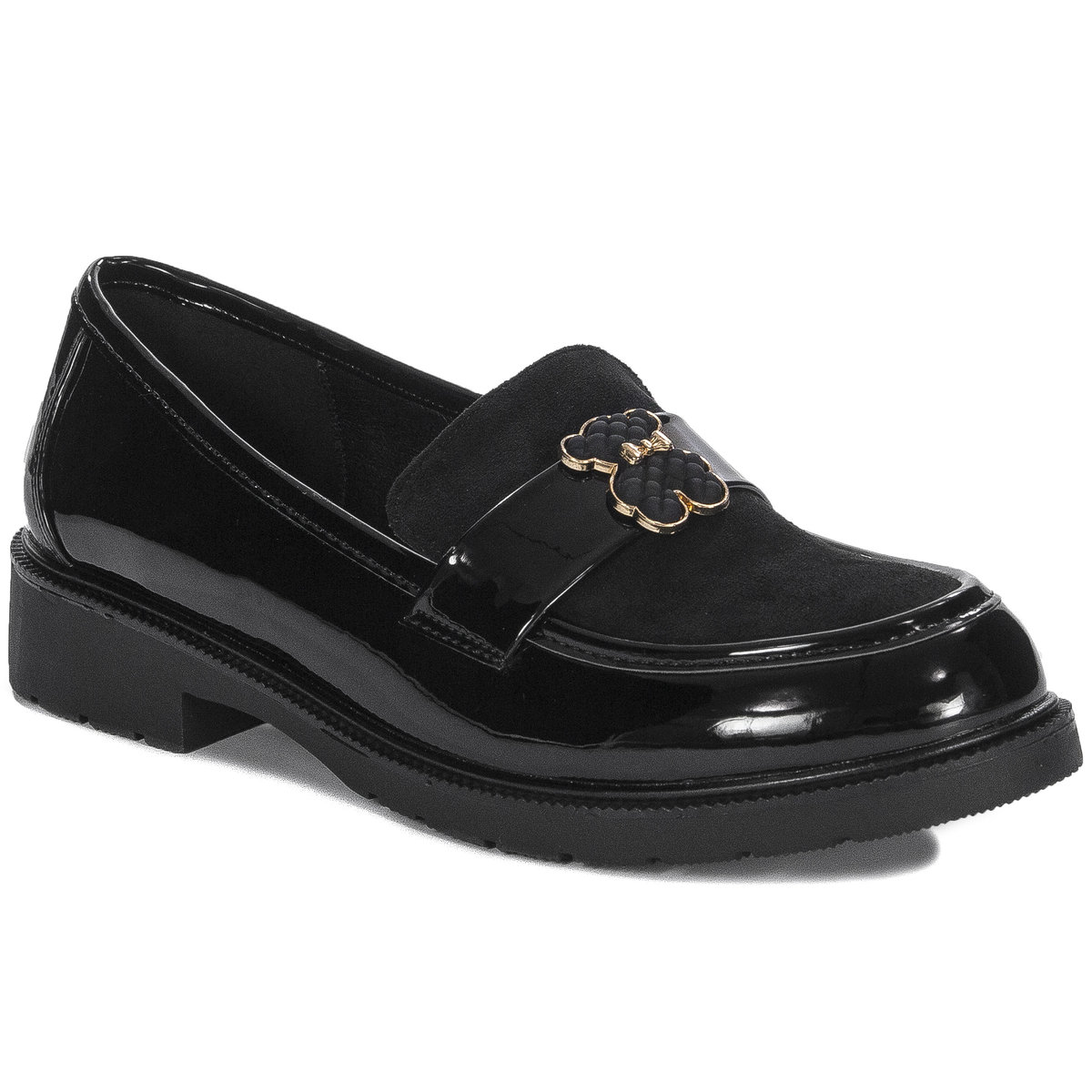 D&A Mokasyny damskie Black Patent czarne lakierowane-37