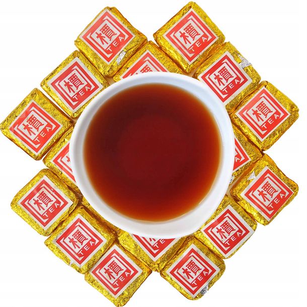 Herbata Czerwona prasowana PU ERH TUOCHA GOLD kwadratowa 100g puerh