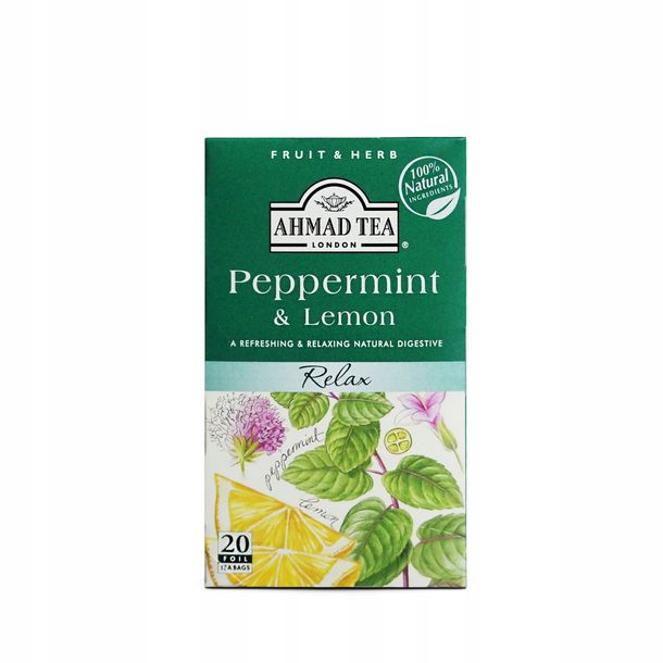 ﻿Ahmad Tea Herbata Owocowa Ziołowa Mięta Cytryna 20 torebek Peppermint Lemon
