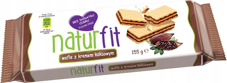 Wafle natur fit kakaowe 155g bez cukru