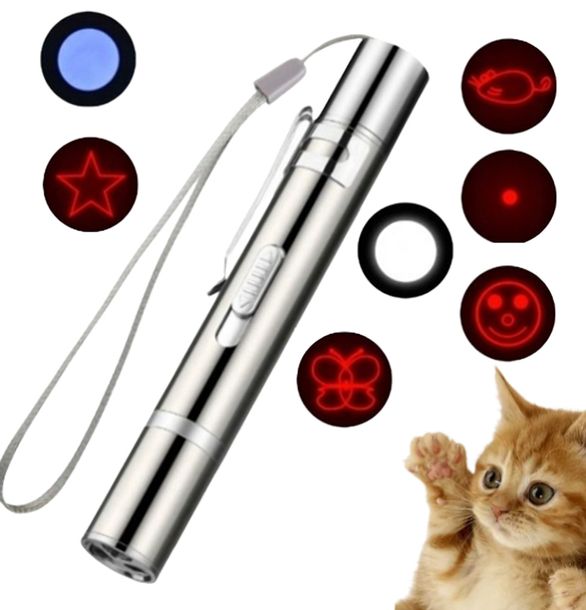 ﻿Wskaźnik laserowy dla kota USB 3w1 latarka UV