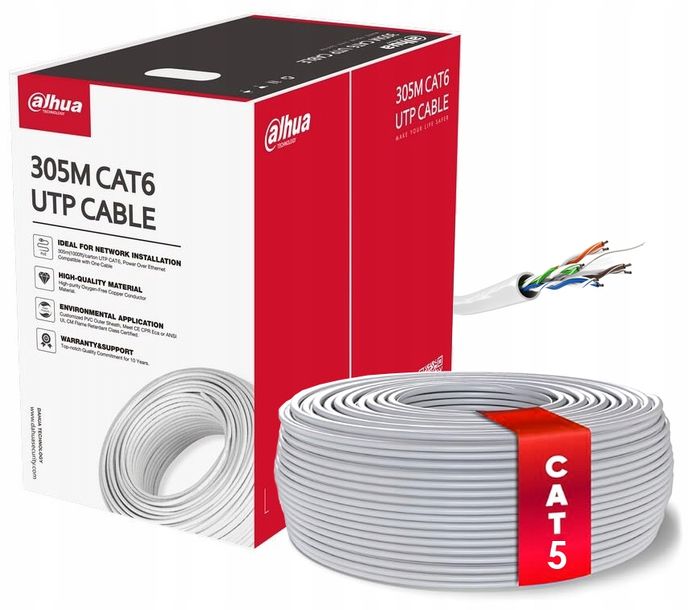 Kabel Sieciowy Skrętka Kat.5e 100% Miedź Dahua - 50m