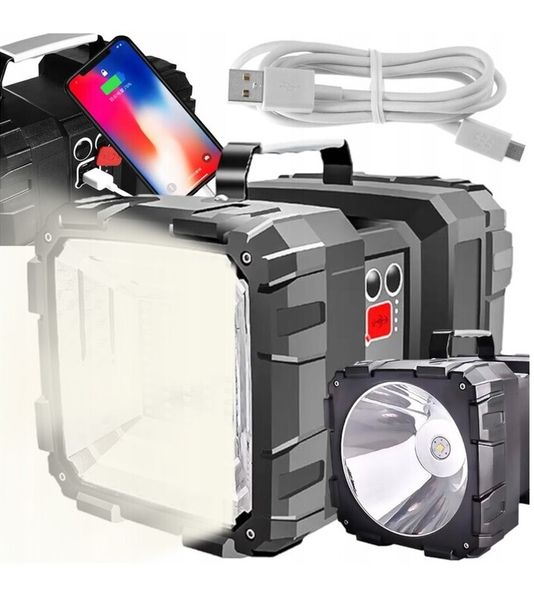 Szperacz Latarka Akumulatorowa Dwustronna Powerbank Bardzo Mocna Usb Led