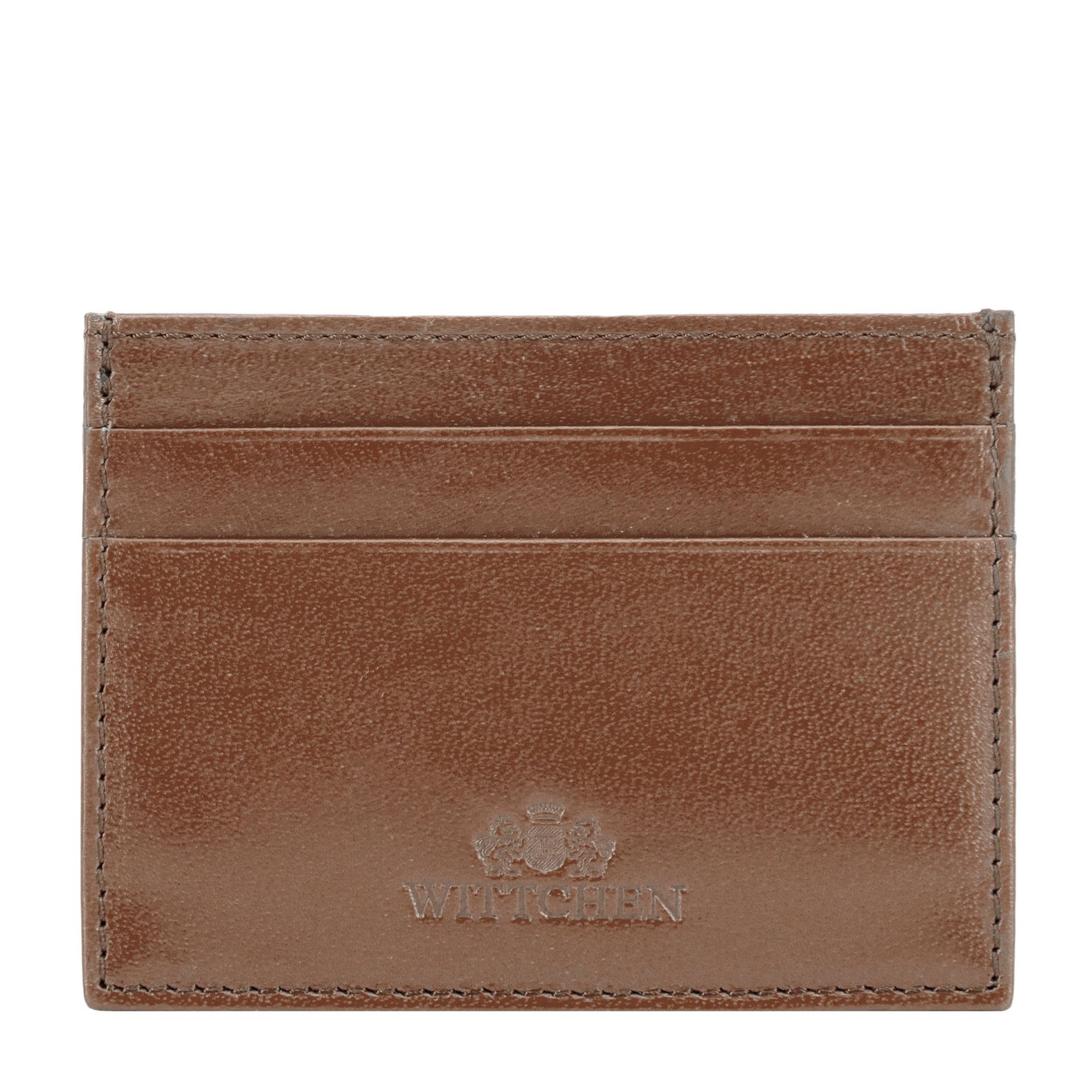 Etui na karty kredytowe z gładkiej skóry taupe