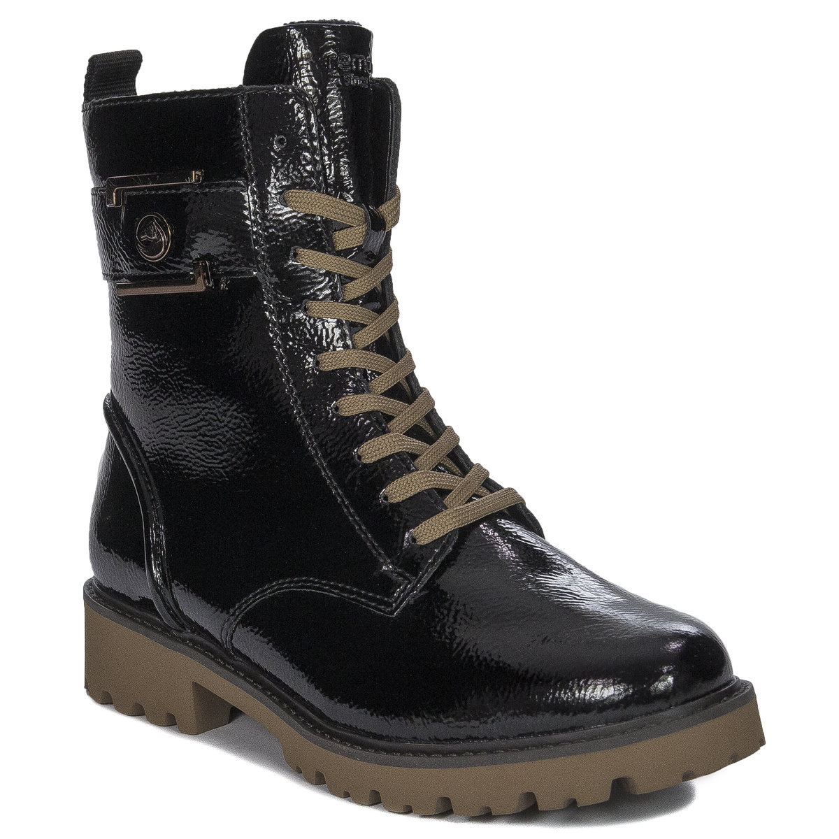 Remonte Botki damskie skórzane lakierowane ocieplane Black-39