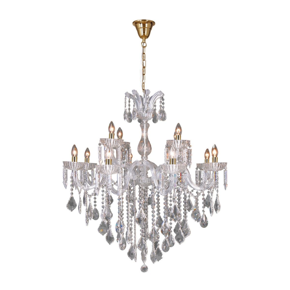 Dekoracyjna, kryształowa lampa wisząca ZM 17801/10+5-GLD z serii CHATEAU 