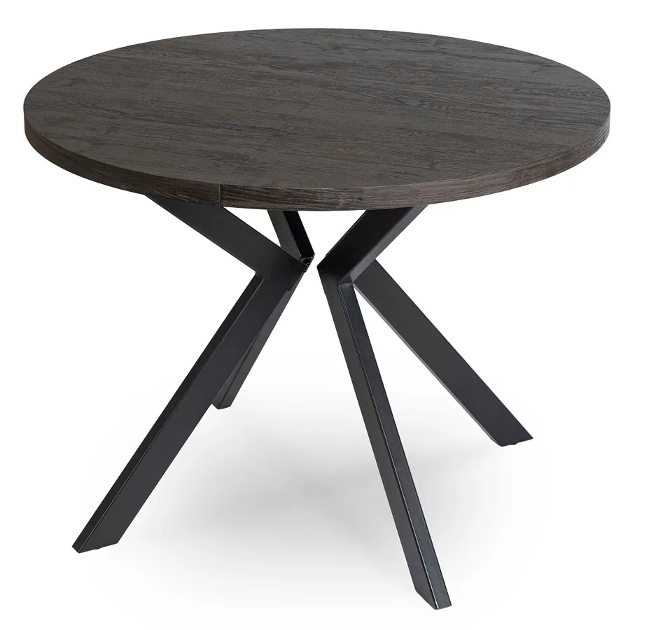 Okrągły czarny rozkładany stół w stylu loft E8-P61
