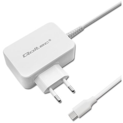 Qoltec Zasilacz Sieciowy 65W 5-20.3V 2-3.25A Usb Typ C Pd Biały