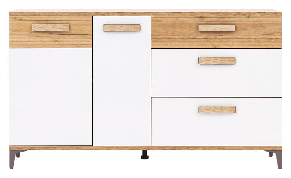 Komoda Snobi Sb04 Dąb Craft Złoty / Biel Alpejska