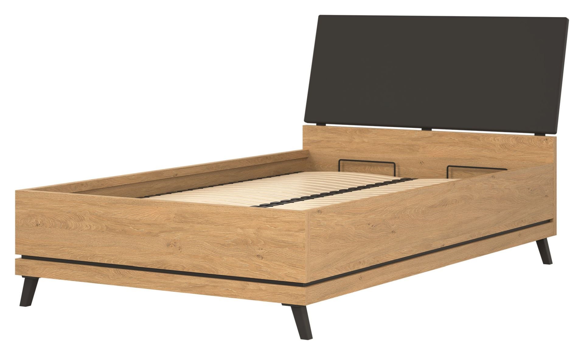 ŁÓŻKO Ate At15 120X200 Dąb Kamienny / Czarny Z Pojemnikiem