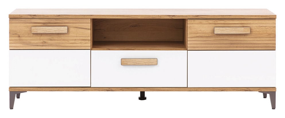 Szafka Rtv Snobi Sb01 Dąb Craft Złoty / Biel Alpejska