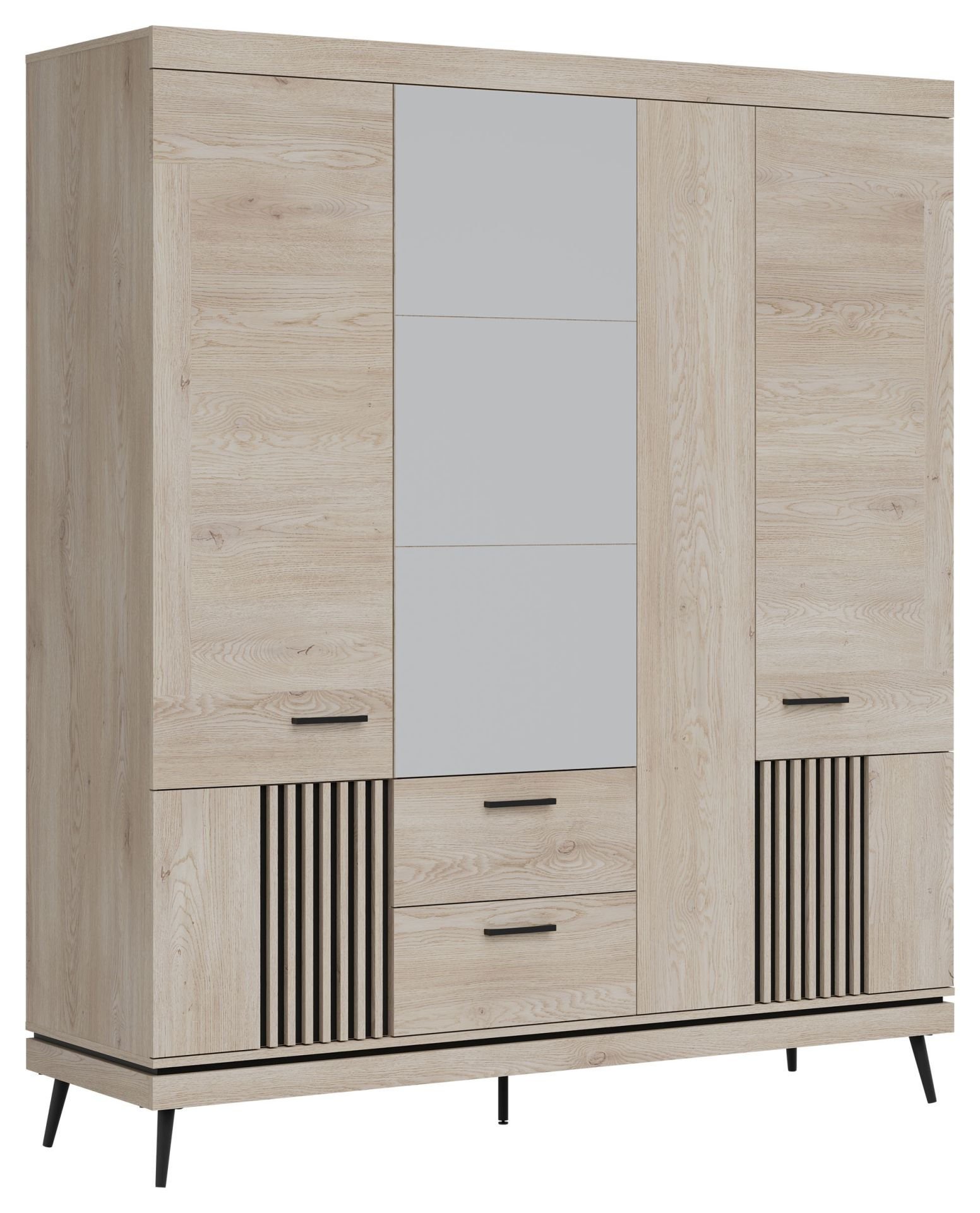 Szafa Mati Mi16 5D2S Dąb Cremona Cotta / Czarny