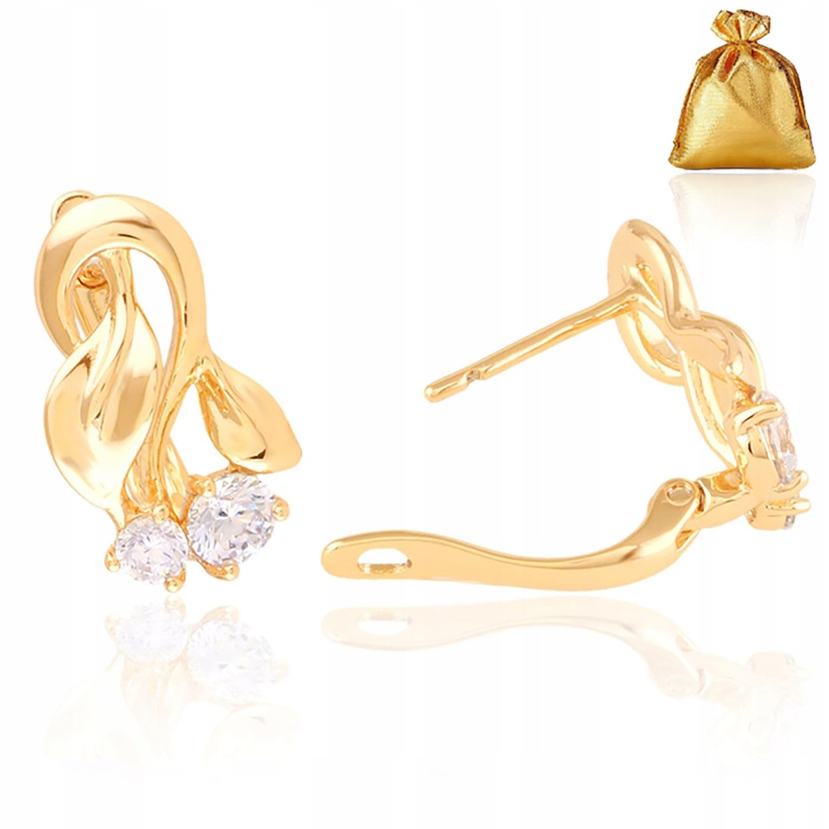 Damskie Złote Pozłacane Kolczyki Ze Stali Chirurgicznej Zapięcie Angielskie
