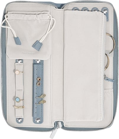 Pudełko podróżne na biżuterię z miejscem na pierścionki Stackers szaroniebieskie