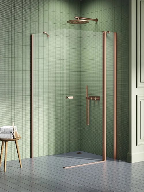 New Trendy Miedziana szczotkowana kabina prysznicowa prostokątna 80x100 K-4381 New Soleo Copper Brushed