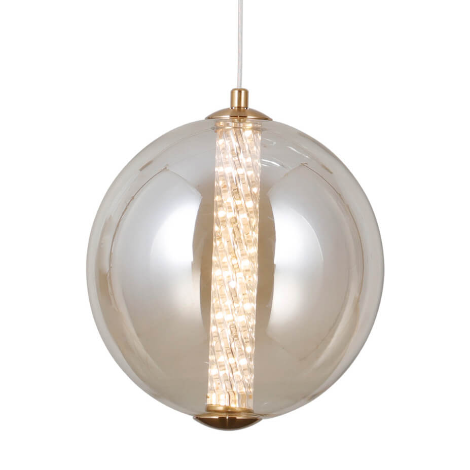 Zwisająca pojedyncza lampa Butero PND-34359-M-HBR-AMB Italux LED 9W 3000K bańka złoty bursztyn