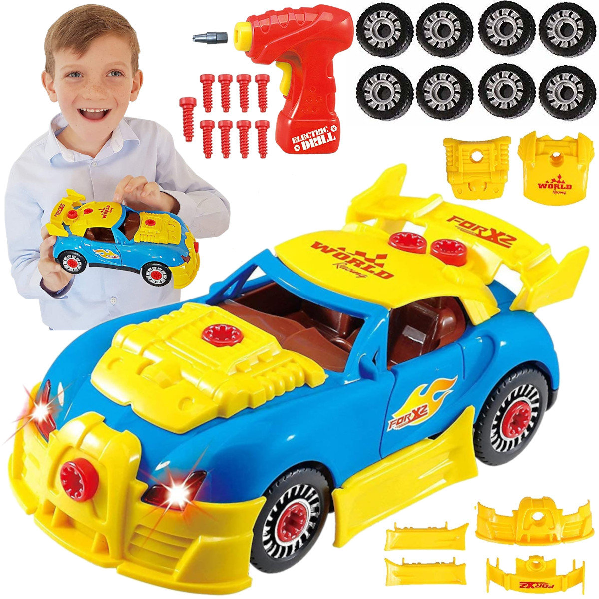 Zestaw Sportowy Auto z Wkrętarką dla Dzieci Samochód Mały Mechanik U634