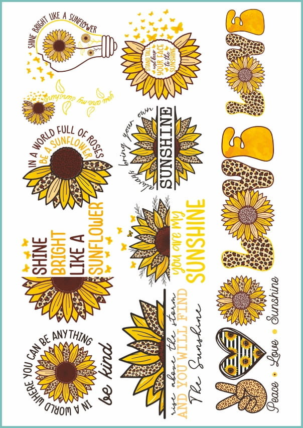 Tatuaże zmywalne, tymczasowe sunflower bundle