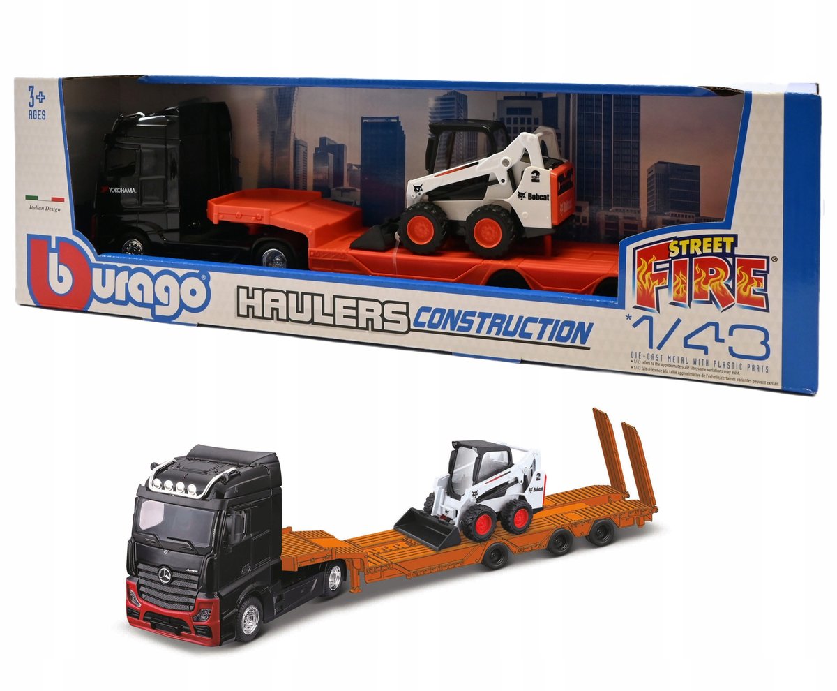 Mercedes Actros GigaSpace LAWETA ŁADOWARKA KOŁOWA BOBCAT 1:43 BBURAGO