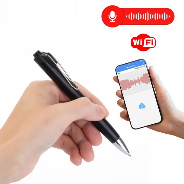 Ukryty Szpiegowski Dyktafon Wifi Podsłuch Detekcja Głosu Długopis Do 9 Dni