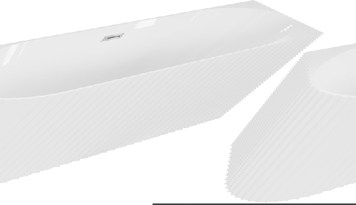 Mexen Gia wanna wolnostojąca narożna ryflowana prawa 170 x 80 cm, biała połysk, przelew chrom - 52701708000P-01