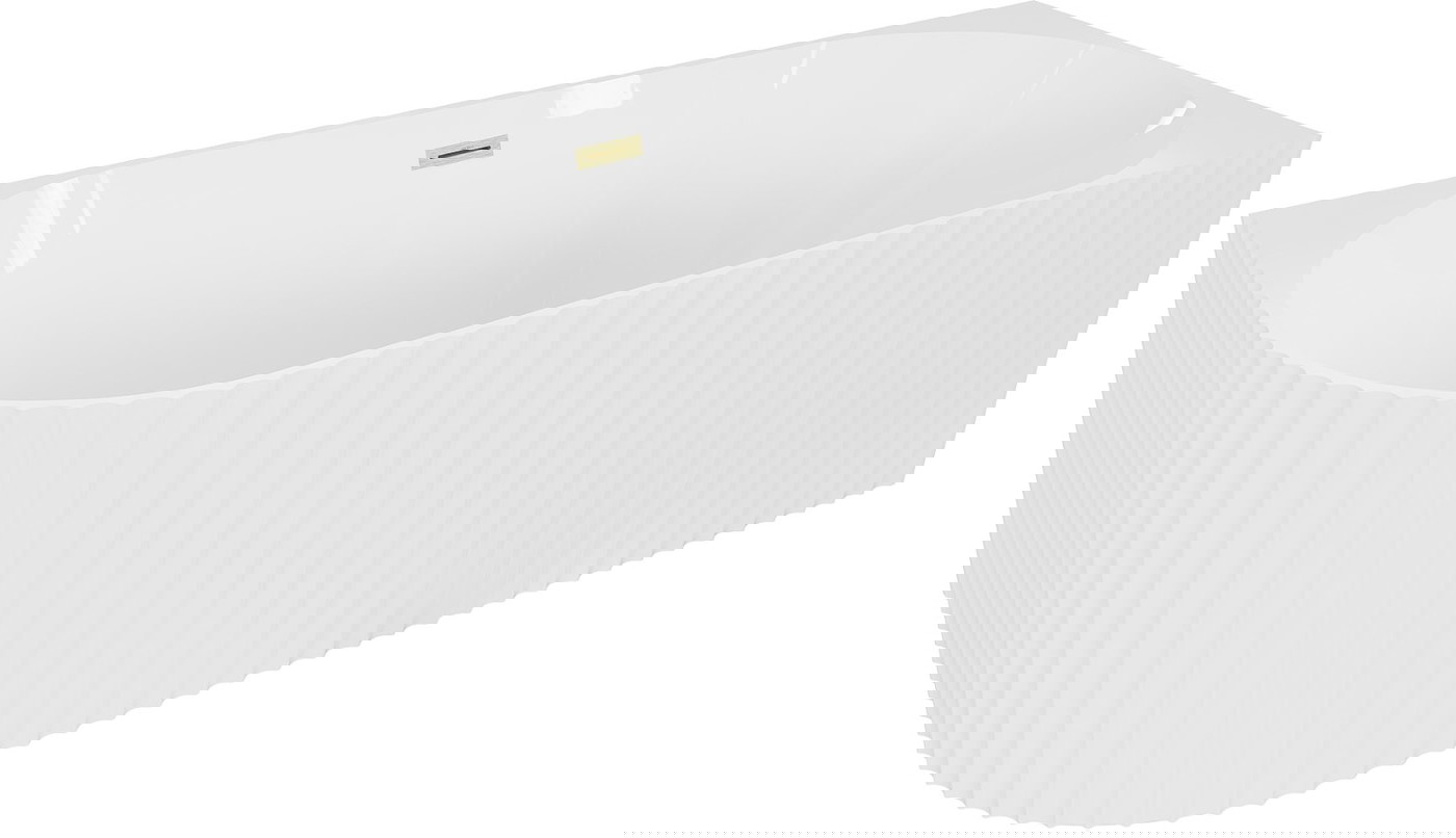 Mexen Gia wanna wolnostojąca narożna ryflowana prawa 170 x 80 cm, biała połysk, przelew złoty szczotkowany - 52701708000P-55