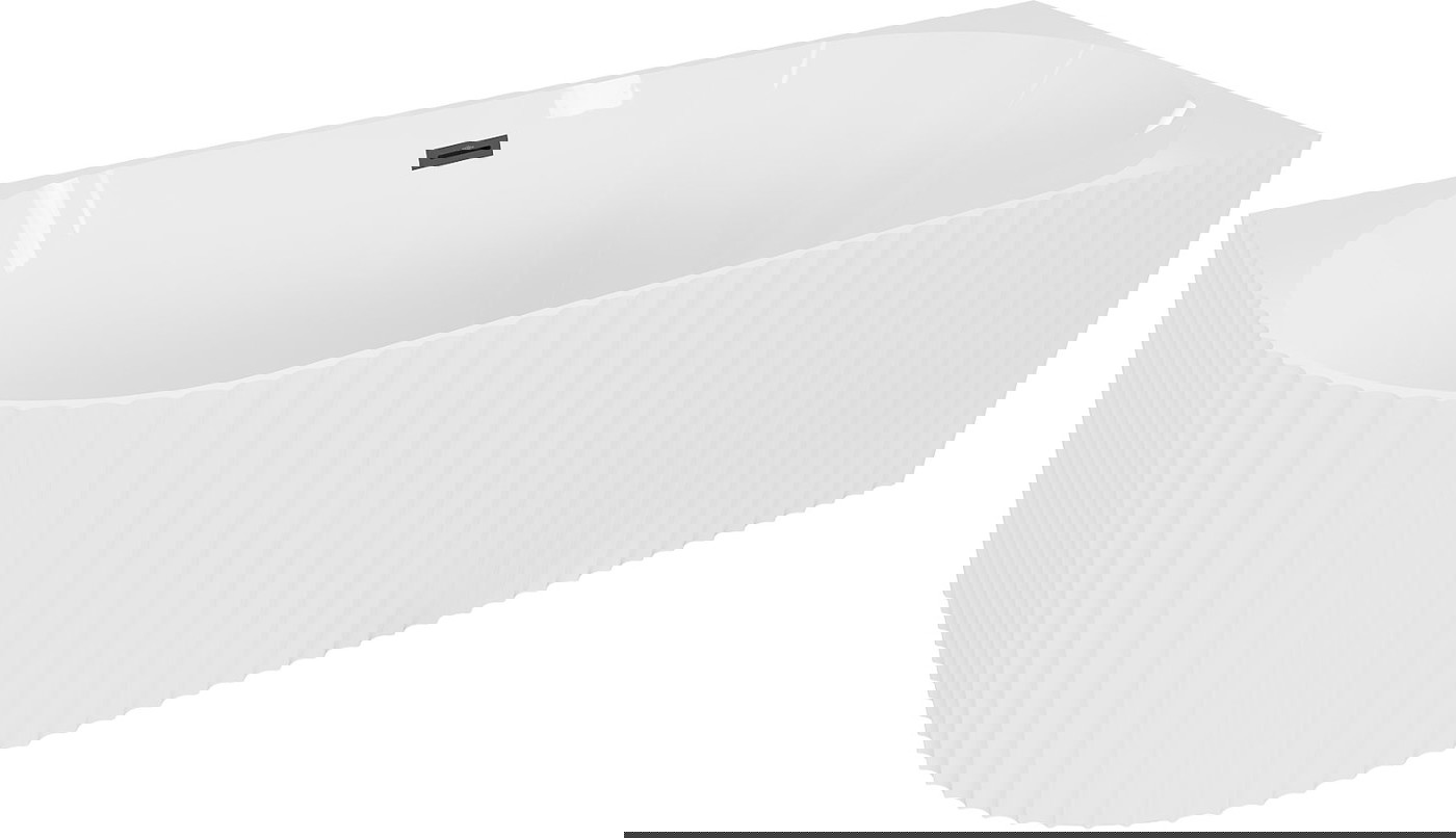 Mexen Gia wanna wolnostojąca narożna ryflowana prawa 170 x 80 cm, biała połysk, przelew czarny - 52701708000P-70