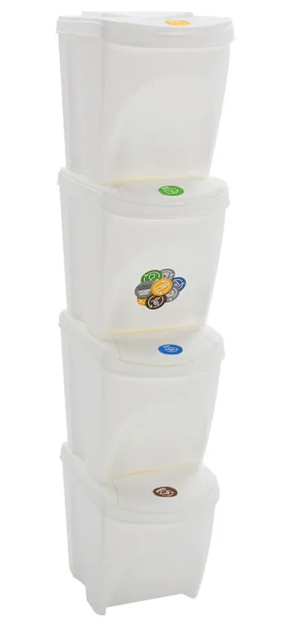 4 białe sztaplowane kosze na śmieci K6-N51